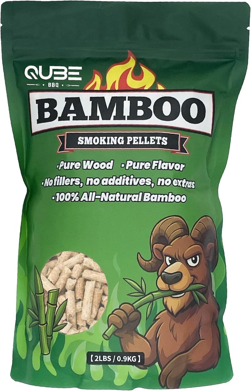 QUBE BBQ Bamboo Smoking Pellets | Clean, Mild Smoke from Sustainable Asian Bamboo | Works in All Smokers & Grills | 2 lb Bag - Image 1